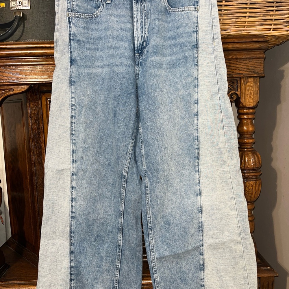 GAP Two-Tone Light Blue high rise Wide Leg Jeans
